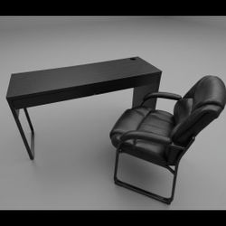 ​Modern Black Desk & Ergonomic Office Chair Set