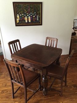 Antique Oak Table and four chairs