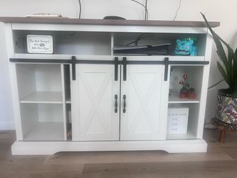 White Farmhouse Door Tv Stand