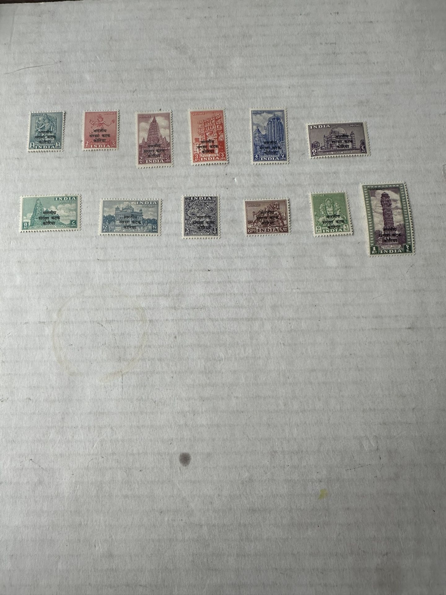 India 1953 Military In Korea Complete Set Of 12 M44-55 Stamps