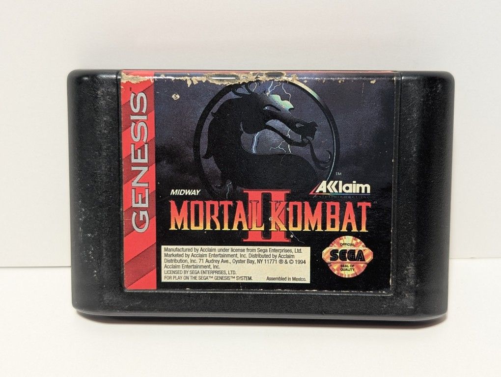 1994 Sega Genesis Mortal Kombat II Game Cartridge by Acclaim Midway Tested Vintage
