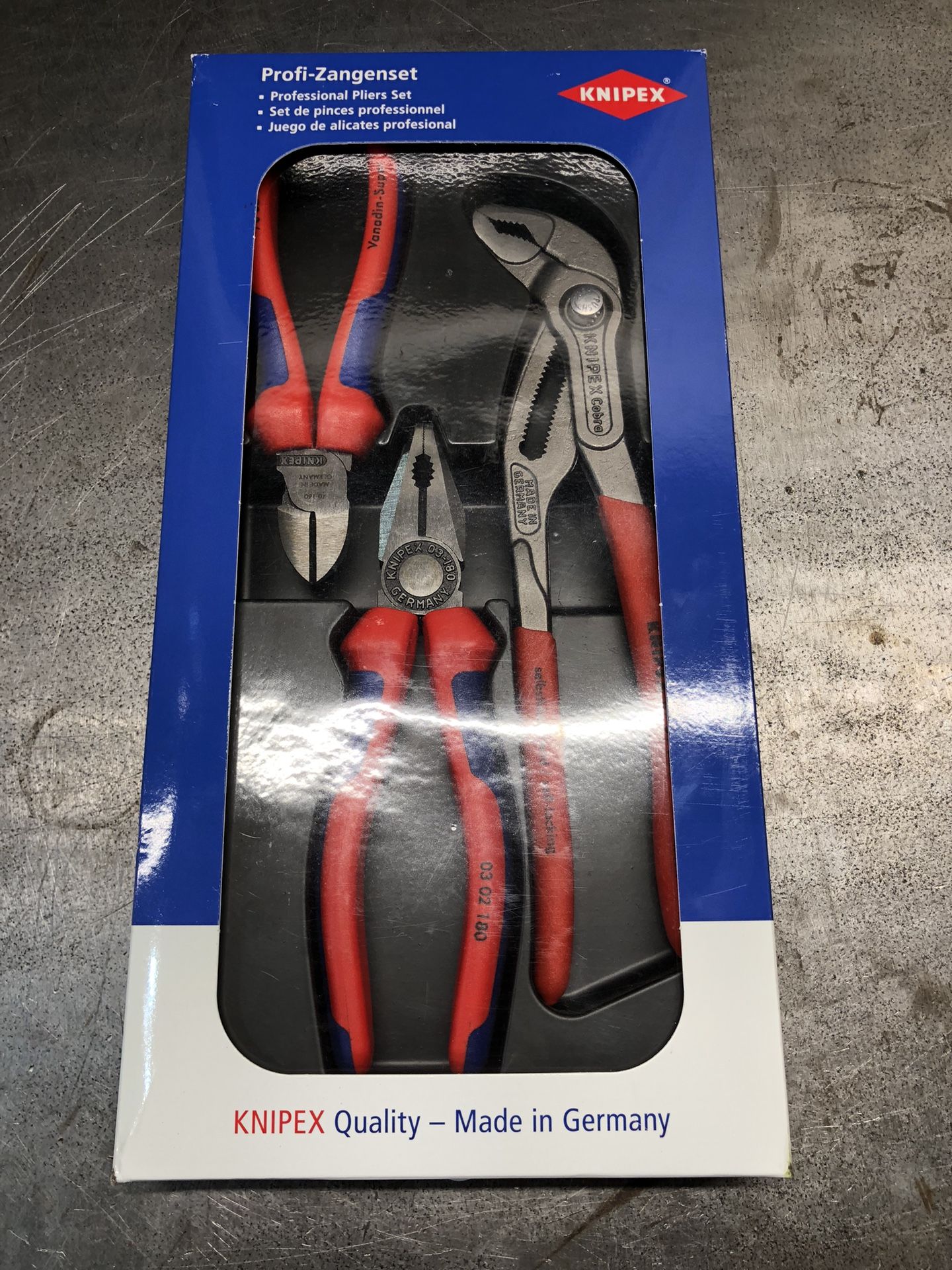 Knipex 3 Pc Bestseller Pliers Set Cobra Water Pump Diagonal Cutters Combination 002009V01