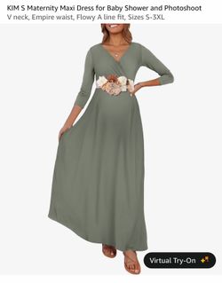 L maternity dress with sash.