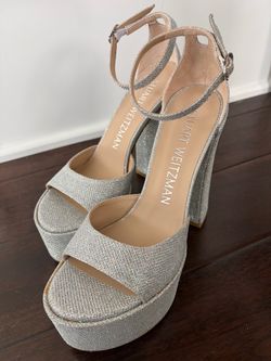 New Stuart Weitzman's Disco Platform  8.5, silver multicolor glitter (8.5 Floor model, $525 MSRP)