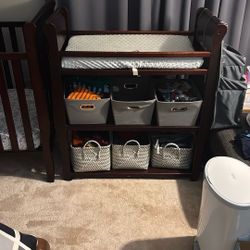 Crib And Changing Table With Shelves