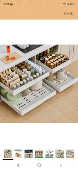 PAKETA 4 Pack Expandable Pull Out Cabinet Organizer,
Pull Out Drawers for Cabinets with width from 12" to 20",Sliding Drawers for Cabinets with Upgrad