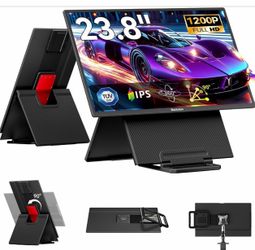 Blackview 24" Large Portable Monitor,1080P FHD 100Hz IPS Laptop Monitor Extender with Rotating Stand & VESA, Built-in Speakers, Portable Second Screen