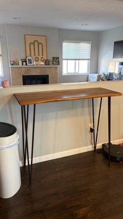 Wood And Metal Bar Table