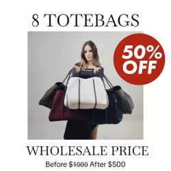 8 ORIGINAL Tote Bags.  WHOLESALE Perfect For Christmas Gift 