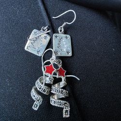 Two Pairs Of Sterling Silver Christmas Earrings 