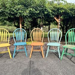 5 Chippy Oak Dining Chairs 