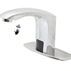 BWE Automatic Sensor Touchless Bathroom Sink Faucet With Deck Plate In Polished Chrome