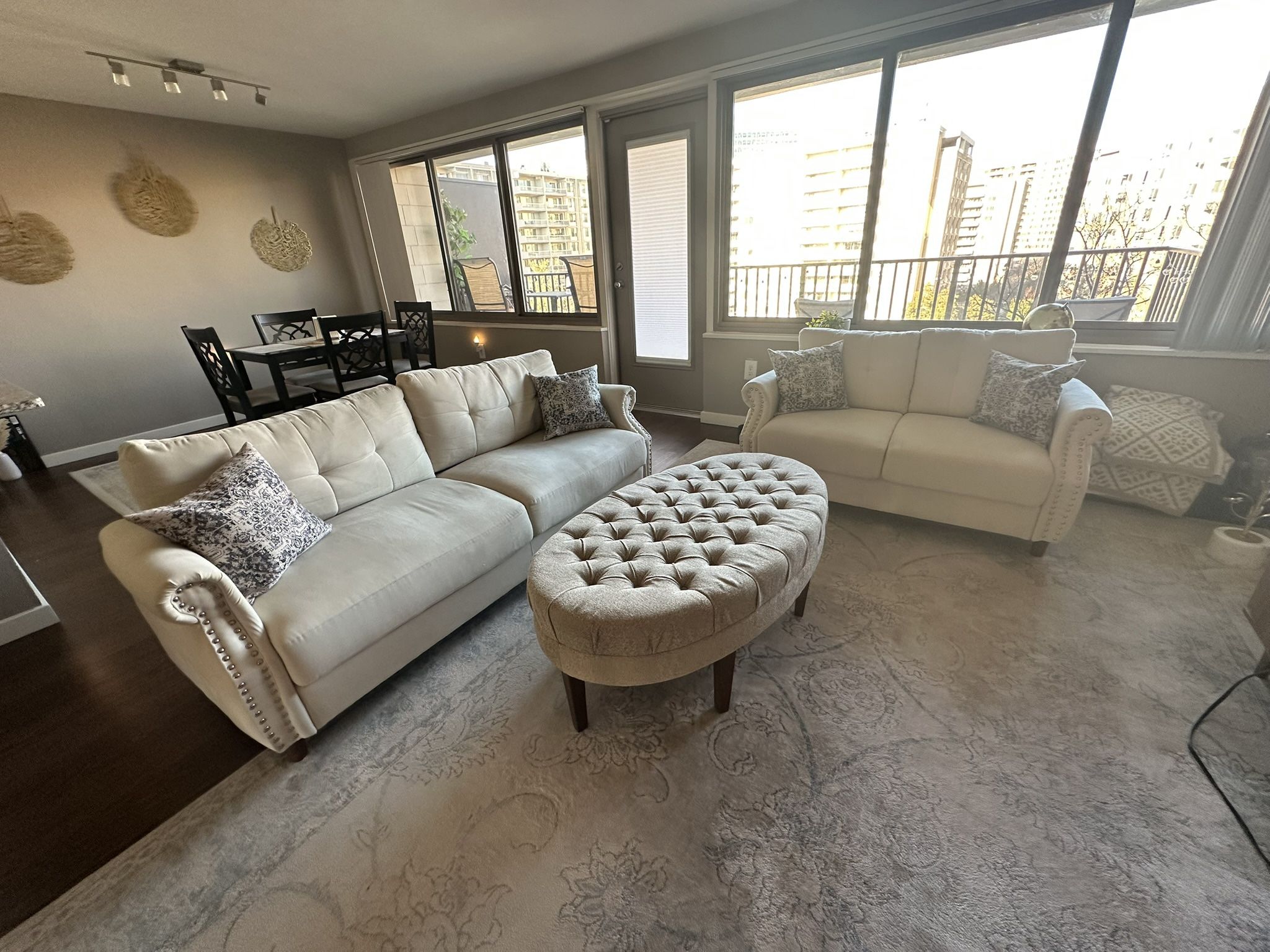 Couch Set With Ottoman 3 Pieces 