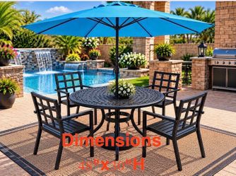 6 pc new display patio table set with 9 ft umbrella