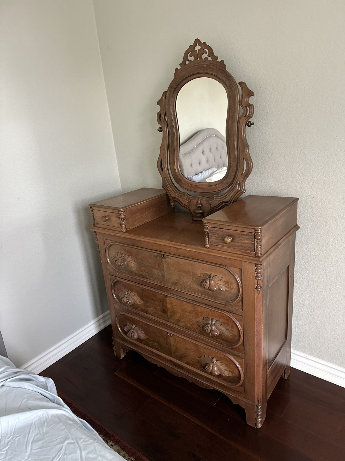 Small Wood Dresser and Mirror