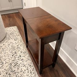 Wood End Table With Storage