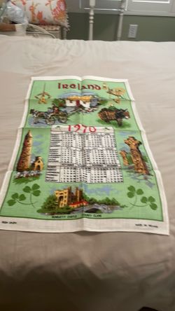 Irish Calendar Kitchen Towel, 1978, Excellent