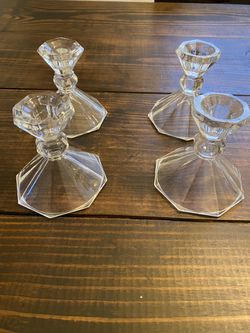 Set of 4 crystal candle holders, new excellent condition