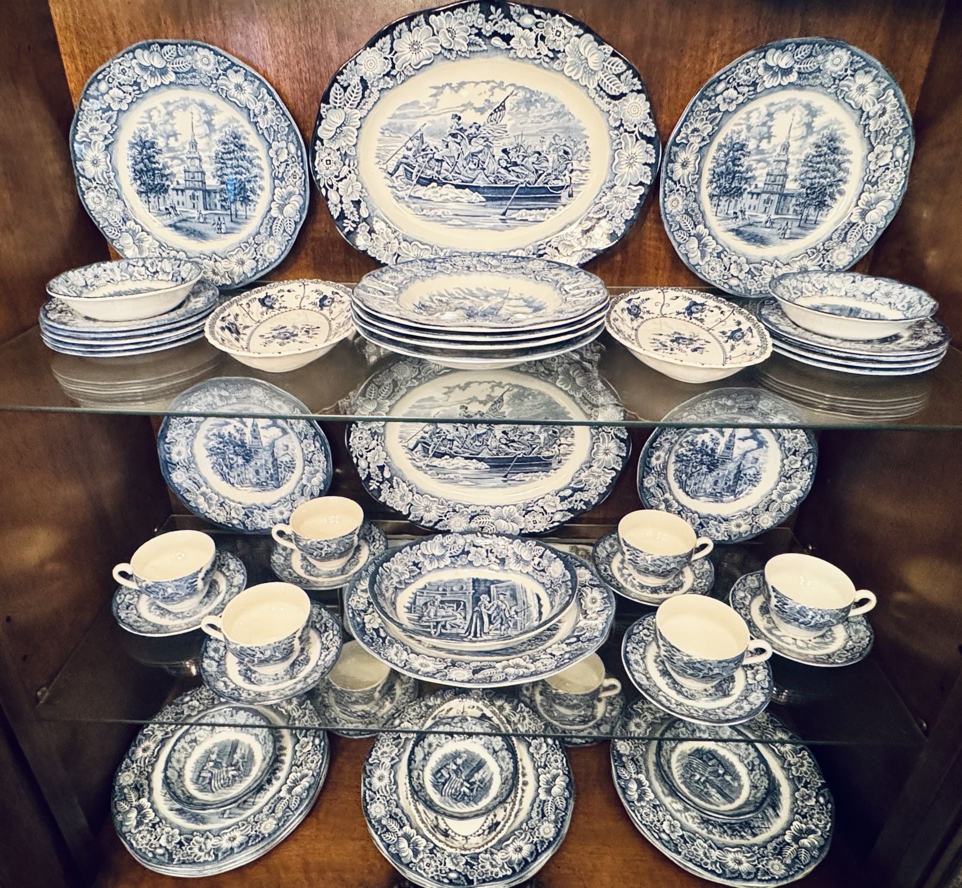 Collectible Vintage Liberty Blue Staffordshire England 45 Piece Set