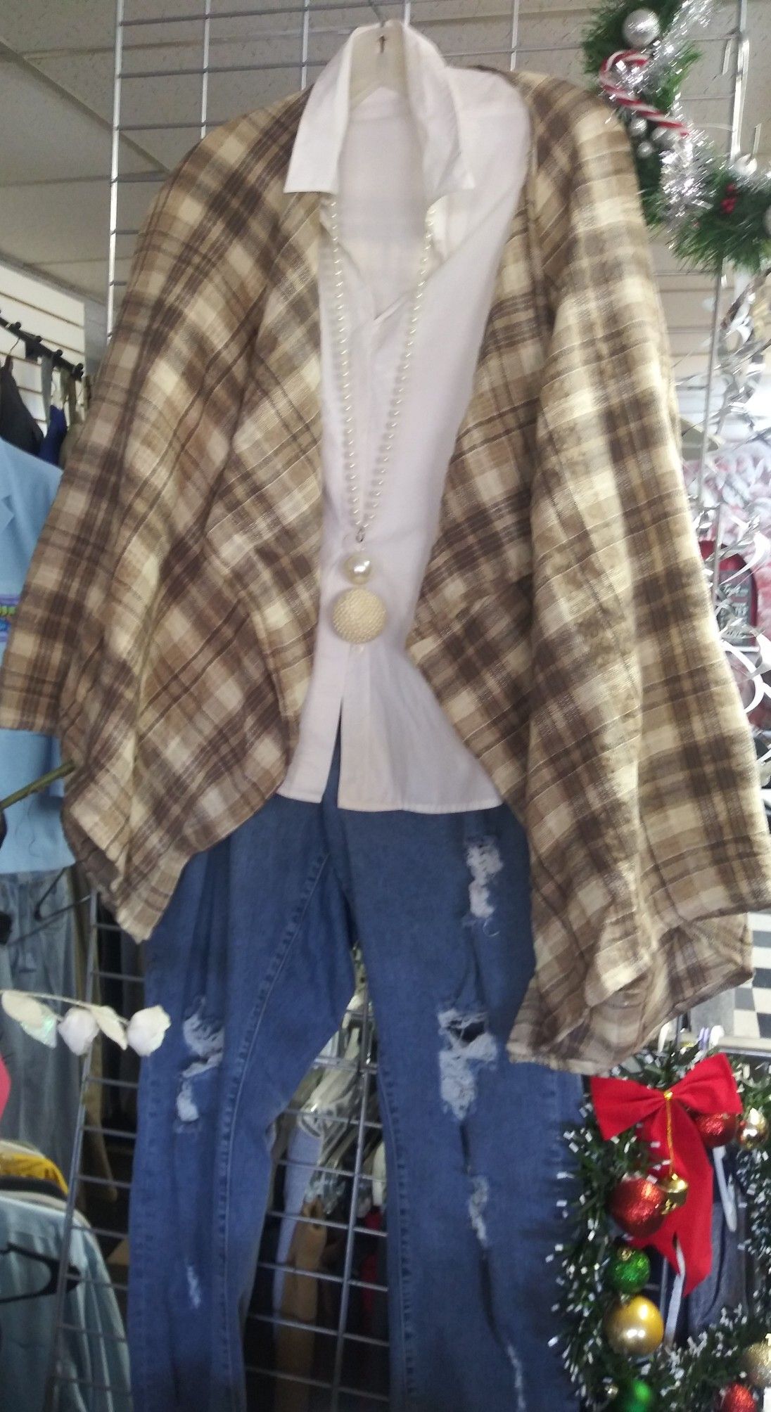 Plaid Poncho (One Size)