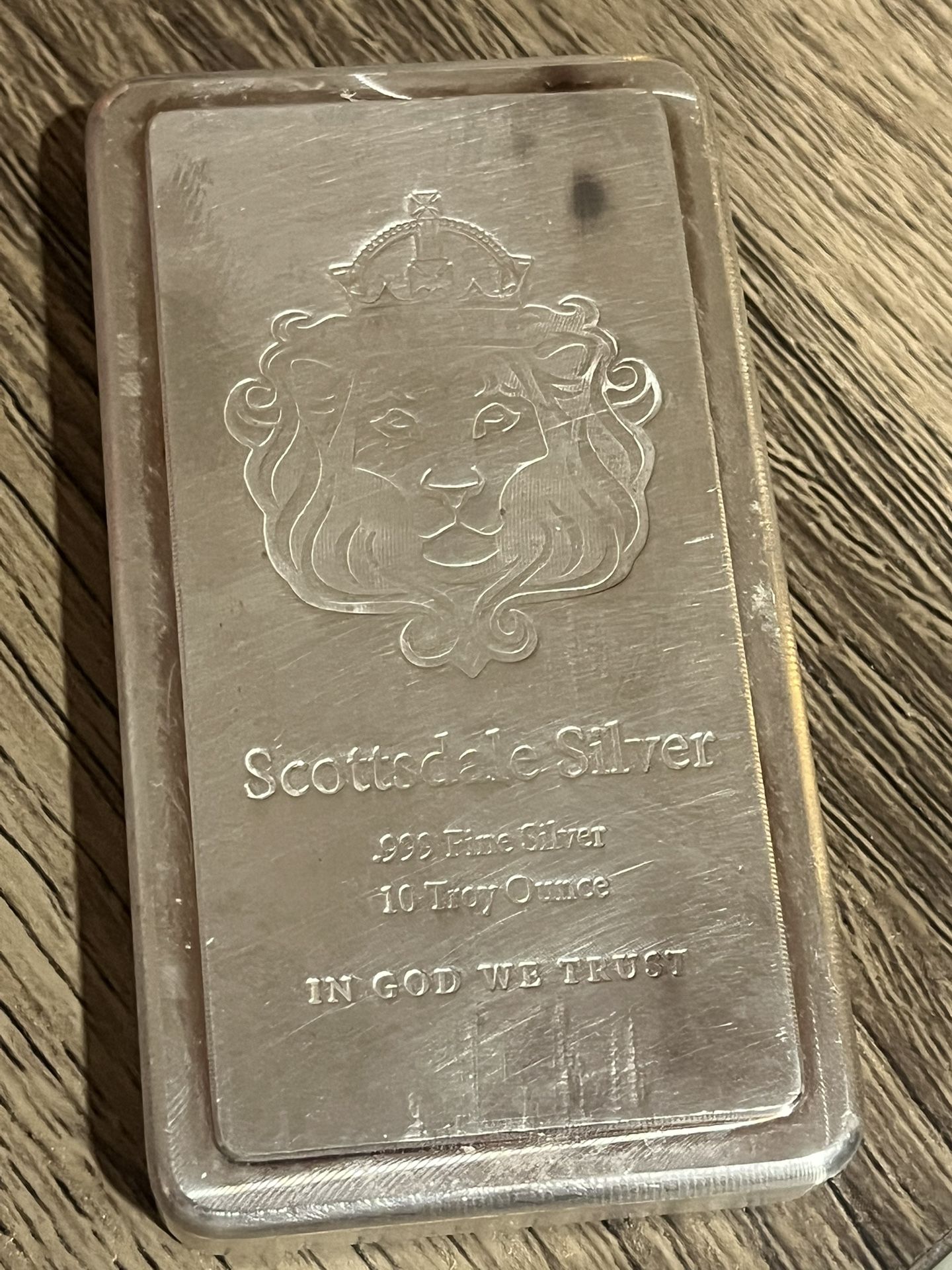 10 Troy Ounce .999 Fine silver Scottsdale Mint Stacker Bar