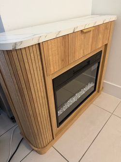 Electric Fireplace TV Stand with Marble Top