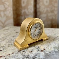 Vintage 24 Gold-Plated Mini Clock English Style Old Table Clock AS-IS