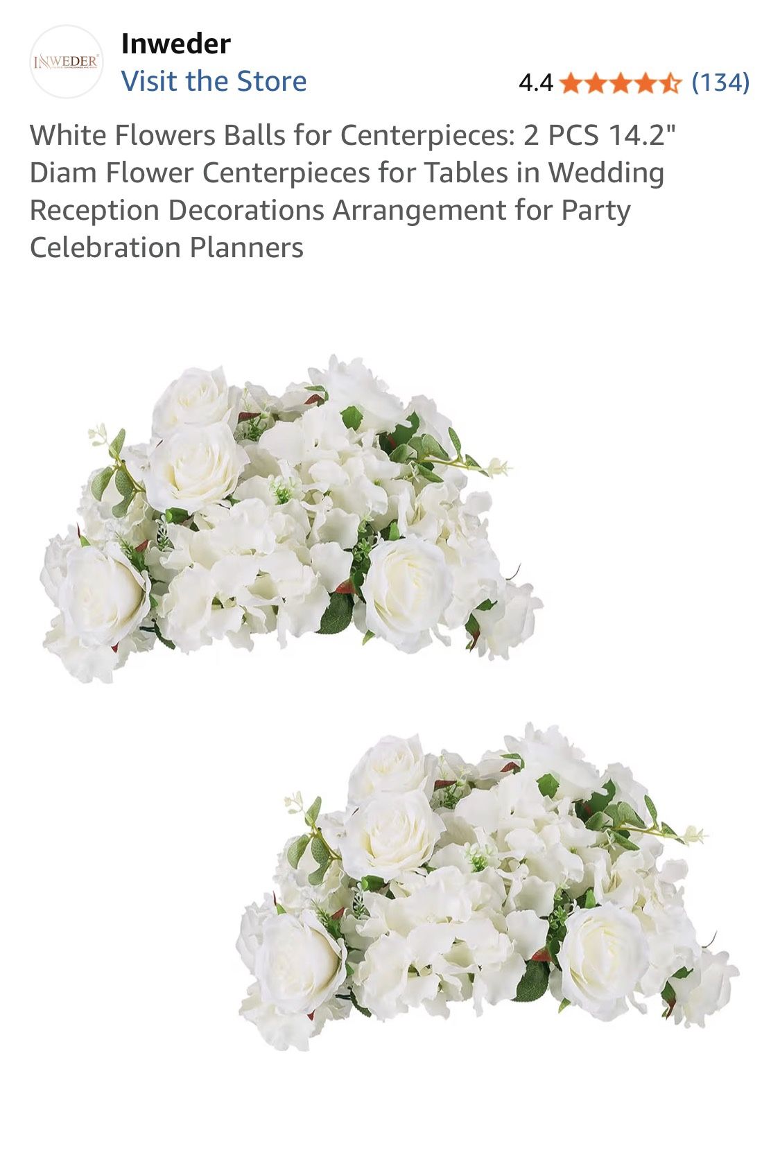 Flower Balls For Centerpieces - Total of 2