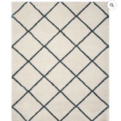 SAFAVIEH Hudson Amias Geometric Shag Area Rug, Ivory/Slate Blue, 8' x 10'
