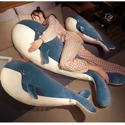 Kawaii Blue Whale Stuffed Animals,Giant Ocean Stuffed Animal Pillow Toys, Super Soft Whale Plushies, Whale Cuddle Pillow Toy for Kids Girls Boys 47.2I