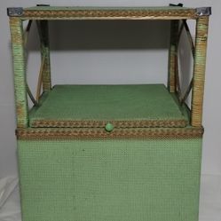 MID CENTURY - VINTAGE BEDSIDE BASKET WEAVE CABINET 26 H"/ 17"L×13.5"W