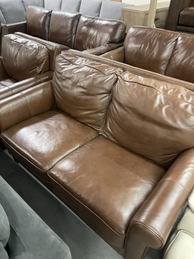 3-piece Leather Set Couch Loveseat Chair