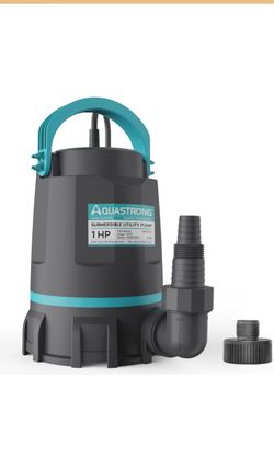 AQUASTRONG 1 HP Sump Pump 4500 GPH Submersible Water Pump for Water Removal Thermoplastic Utility Pump High Flow Water Removal for Swimming Pool Garde