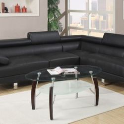 Brand New Black Modern Style Leather Sectional Sofa
