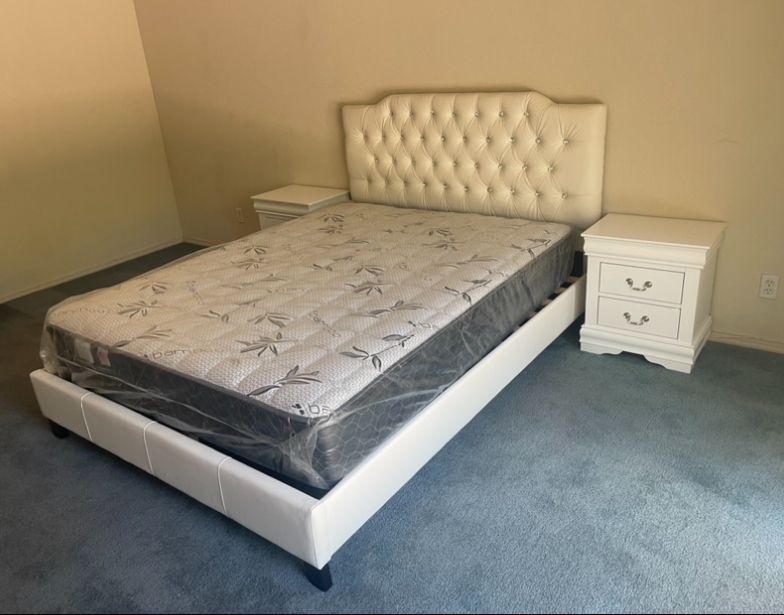 New Full Size Bed With Mattress, Cama Con Colchon 🍀
