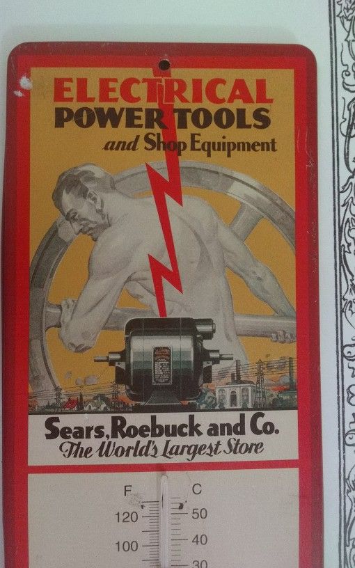 Antique "Sears, Roebuck and Co. Craftsman" Metal Advertising Thermometor