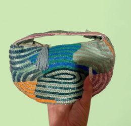 Beaded Purse Multicolored Clutch Bag with Tassel Zipper