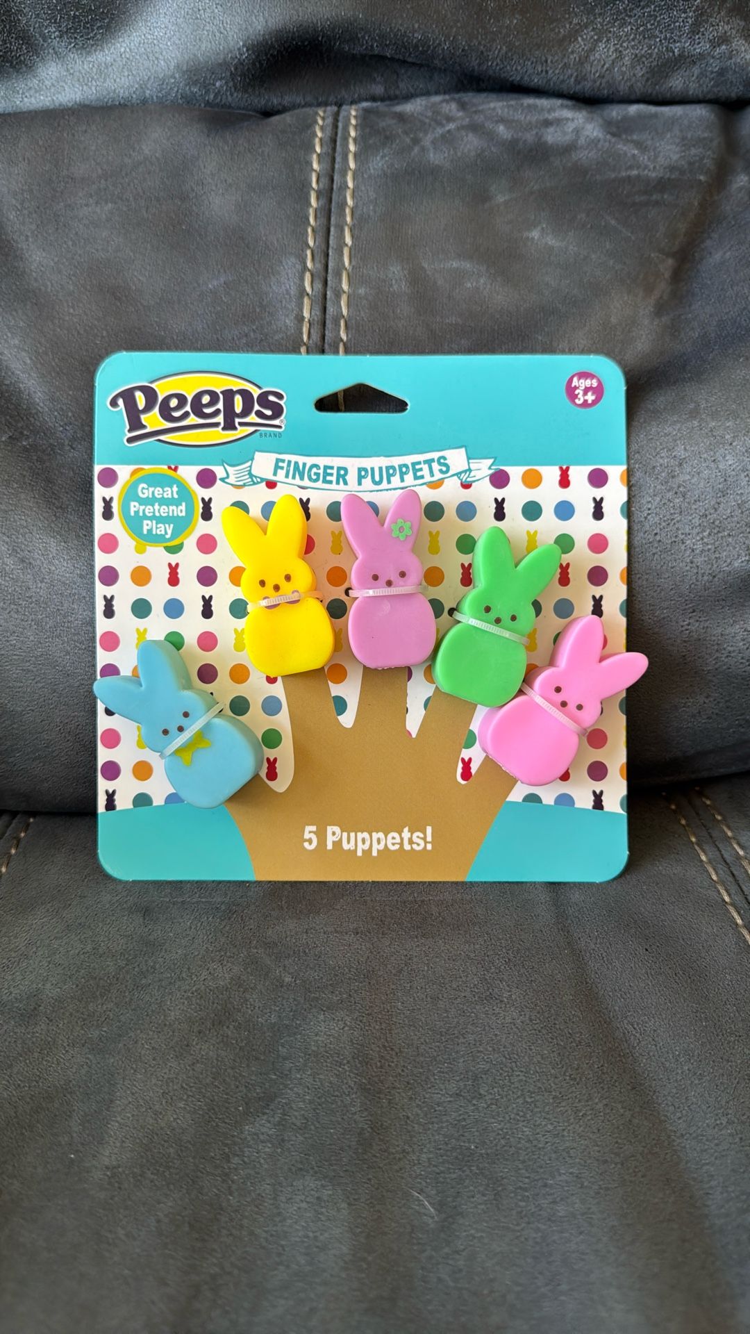 New Peeps Bunny 5 Pack Soft Finger Puppets