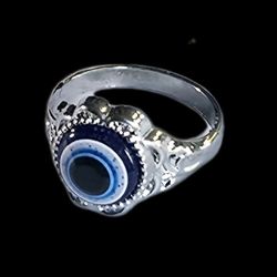 EVIL EYE OF PROTECTION QUALITY TITANIUM SILVER FOREVER WEAR NEW SIZE  5 RING