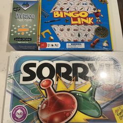 Games, Sorry!, Bingo link, Division Cards