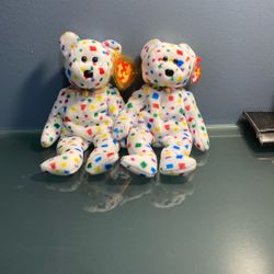 2 TY beanie babies rare ty2k confetti bear 