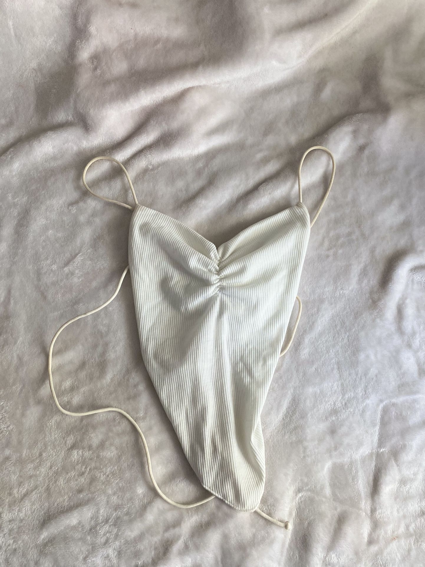 White Open Back Halter Top