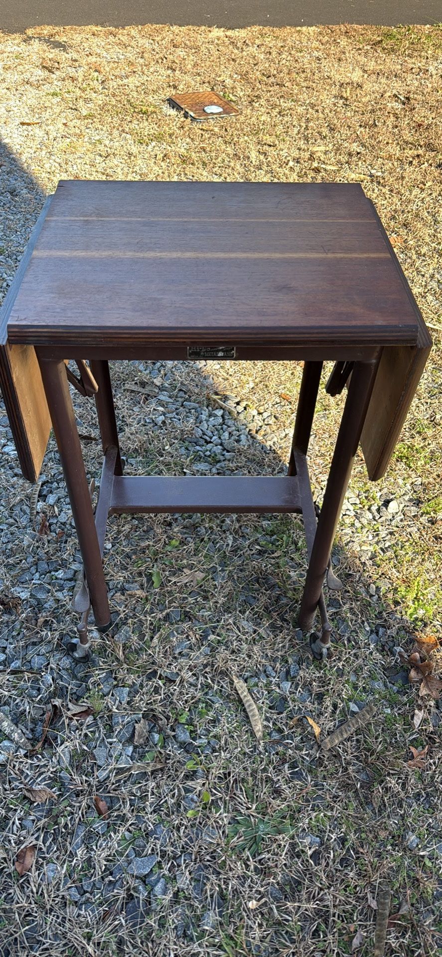 Hi Lo Antique Metal Typewriter Drop leaf Desk