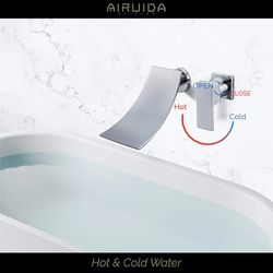 Wall Mount Bathtub Faucet, Tub Filler with Waterfall Tub Spout