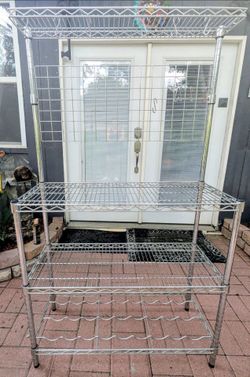 4 Shelf Metro Rack with wine bottle holder and hanging wall