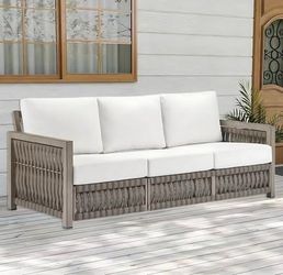 Assembled New Outdoor Aluminum 3-Seat Sofa, Patio Couch with  5.9'' Thick Cushions Weather-Resistant