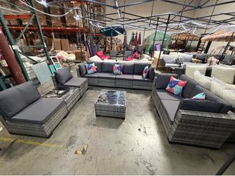 New 10 pcs Outdoor PE Rattan wicker Patio Furniture Sectional Sofa Table Cushion Set
