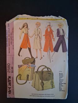 Mccall's  1970 barbie clothes sewing pattern