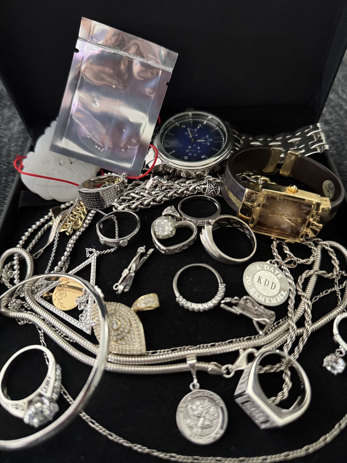 Large Lot Of Jewelry, Moissanite Rings, Silver Necklaces And Loose Stones