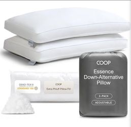 Coop Home Goods Essence Down Alternative Pillow Set of 2, Queen Size, Best Pillows for Sleeping, Adjustable Alternative to Down Pillows, Luxury Hotel